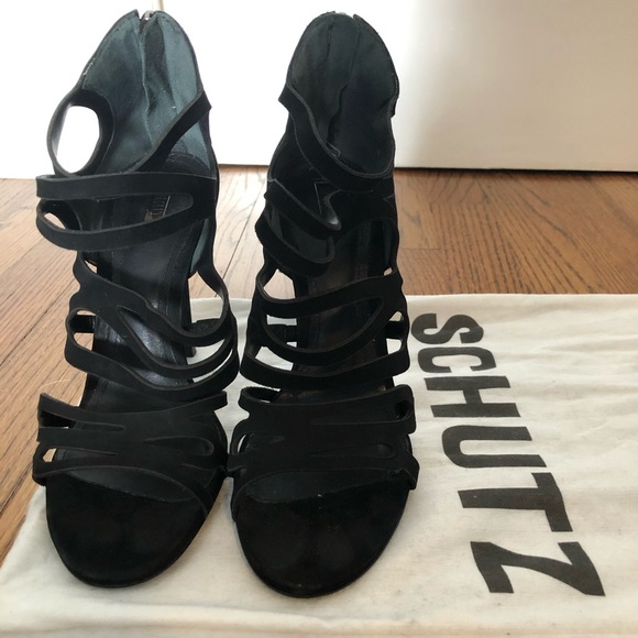 SCHUTZ SIZE 9 black suede heels 4” - Picture 2 of 4
